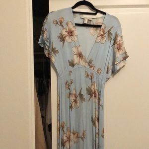 Long blue dress with floral print